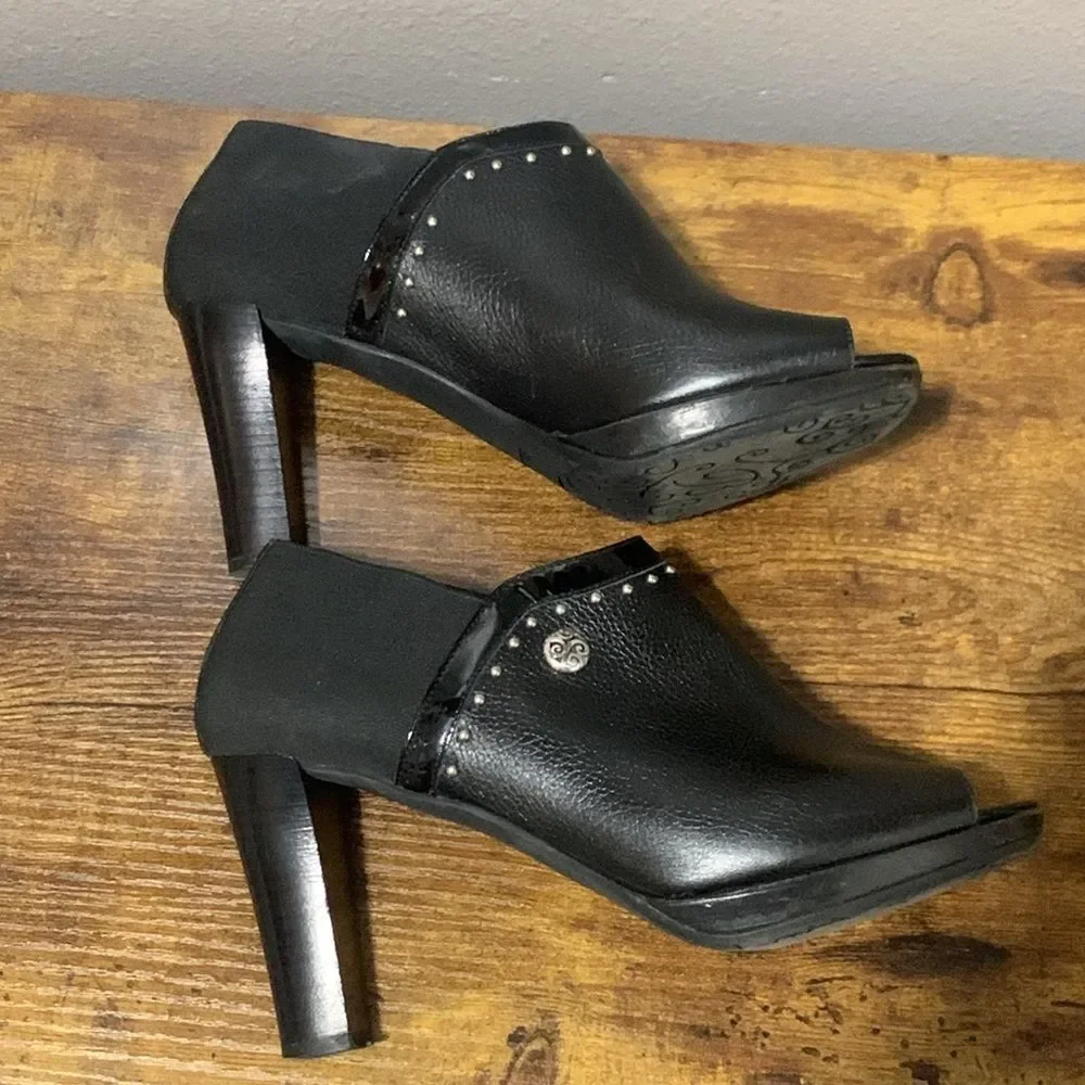 Brighton Vixon Chunky Black Slip On Heels Size 8 - Picture 4 of 8